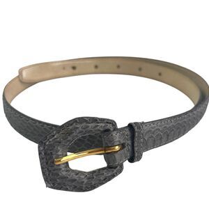 Vintage Cadaz Snake Skin Leather Belt Size L Gray Thin Slim Preppy Quiet Luxury
